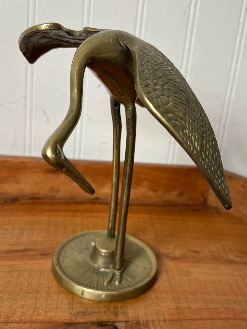 Vintage Brass Crane Egret Heron Bird Figurine